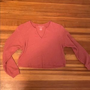 AE Mauve Ribbed Soft and Sexy Cropped Long Sleeve